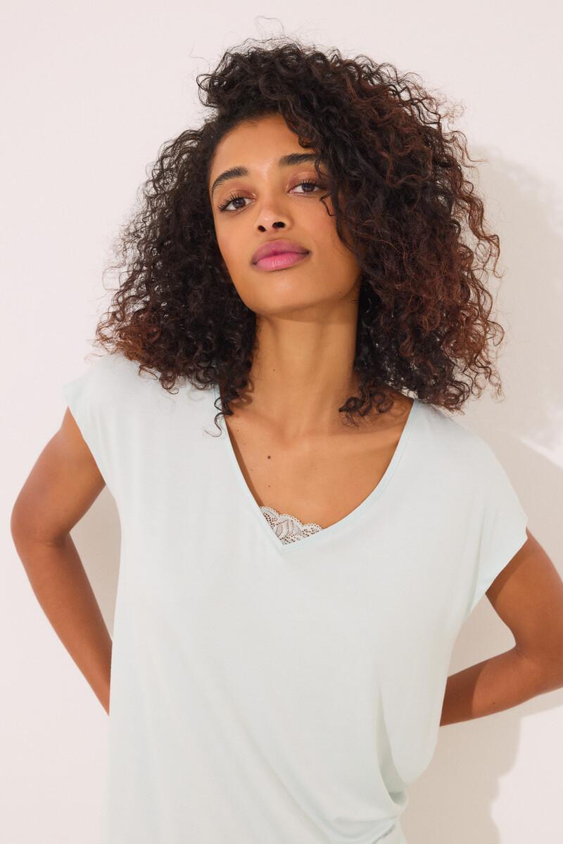 women'secret Pijama Capri viscosa verde rayas Último día