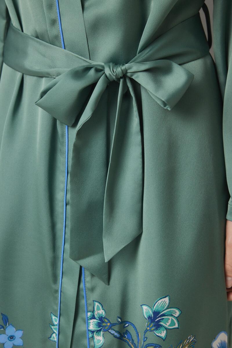 women'secret Bata midi satén verde flores Precio de fábrica