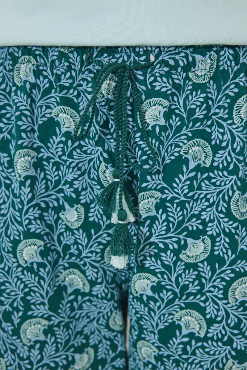 women'secret Pijama 100% algodón verde flores Liquidación