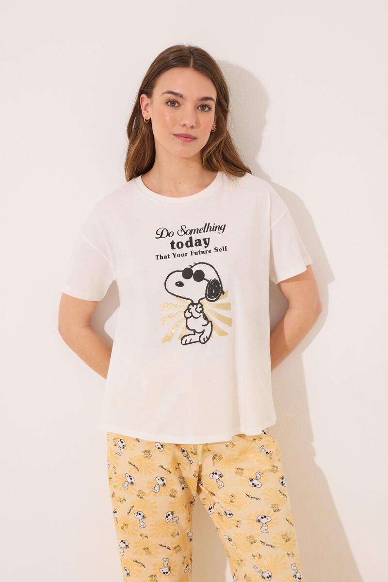 women'secret Pijama largo algodón Snoopy manga corta Envío internacional gratuito