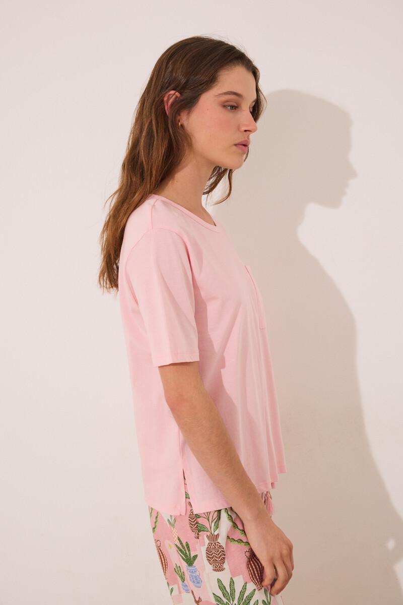 women'secret Pijama Capri 100% algodón rosa macetas Ahorra y exporta