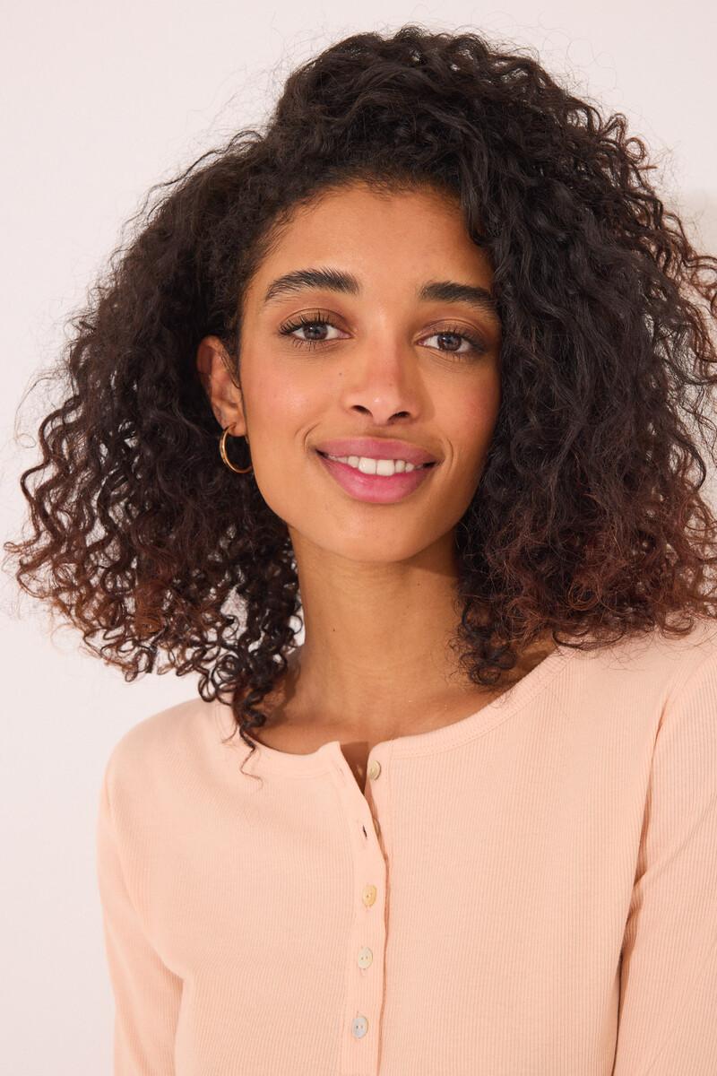 women'secret Camiseta manga larga canalé naranja Precios de Black Friday