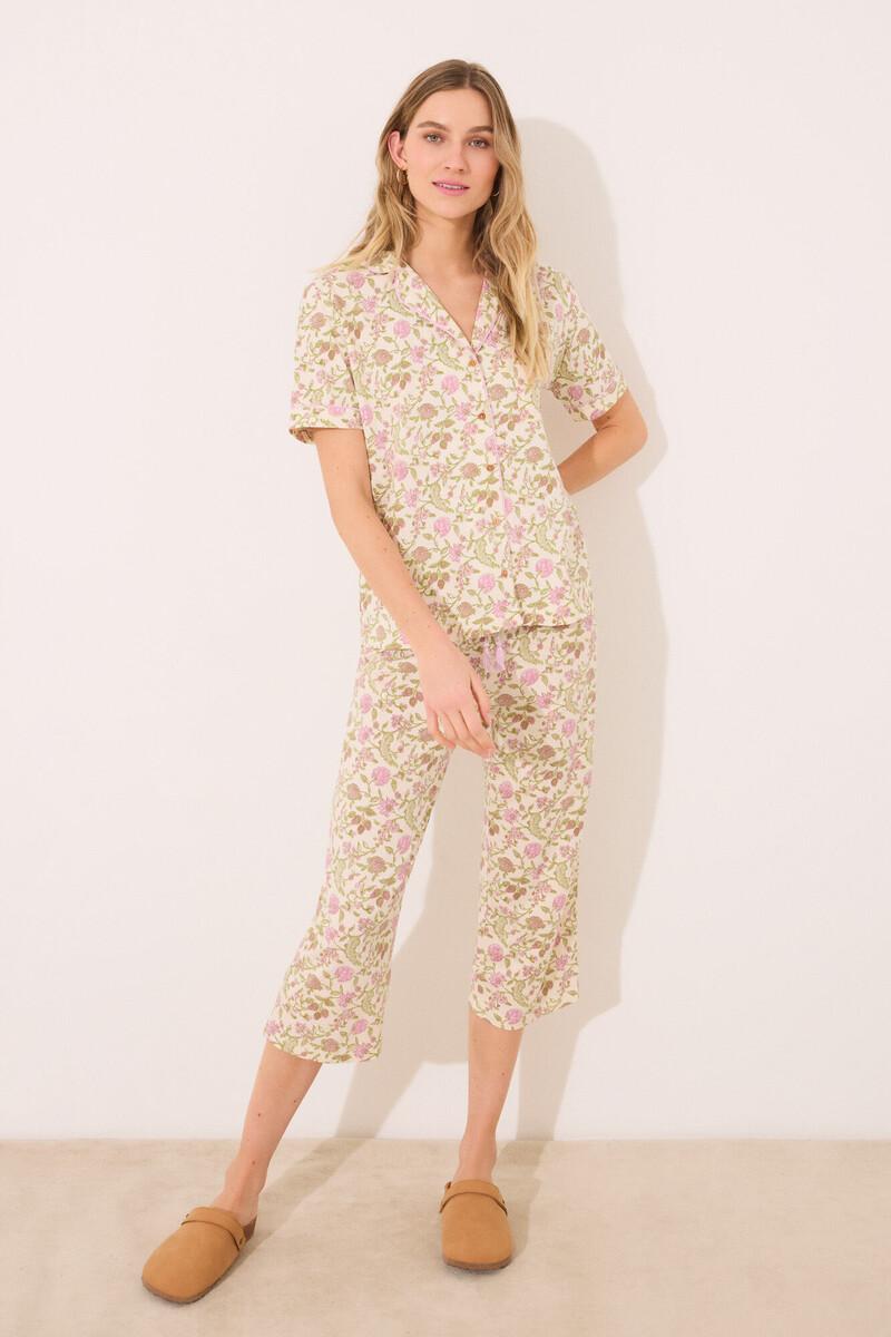 women'secret Pijama camisero 100% algodón estampado flores Oferta exclusiva