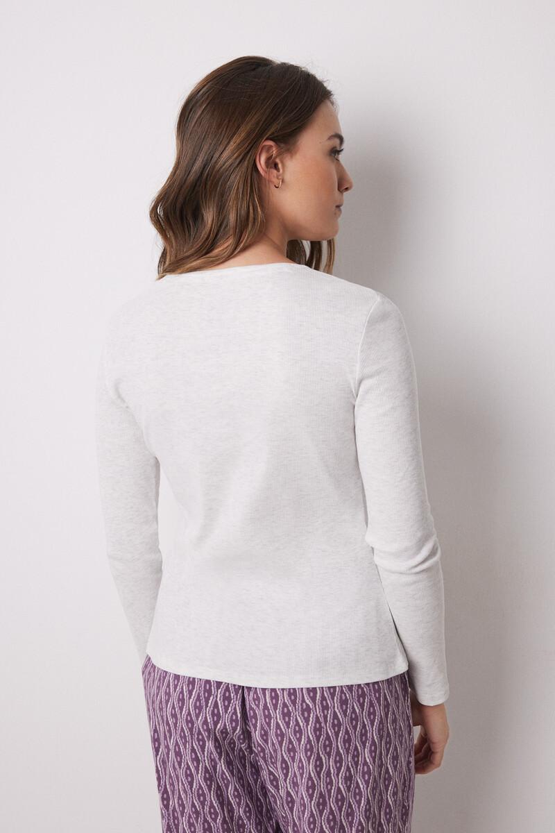 women'secret Camiseta manga larga canalé gris Ofertas de temporada