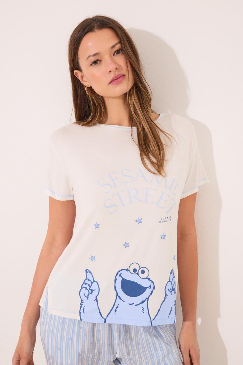women'secret Pijama viscosa soft touch azul "Barrio Sésamo" Ofertas especiales