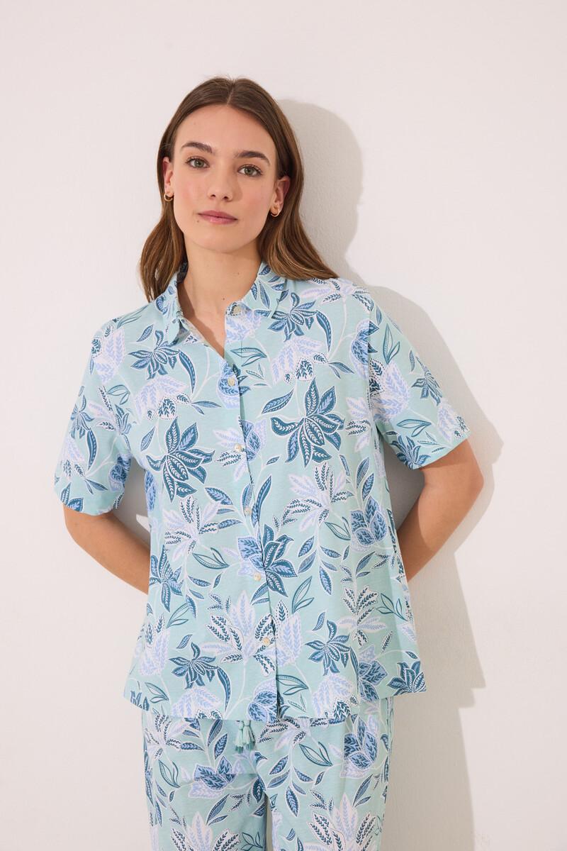 women'secret Pijama camisero Capri 100% algodón flores Precio ultrabajo