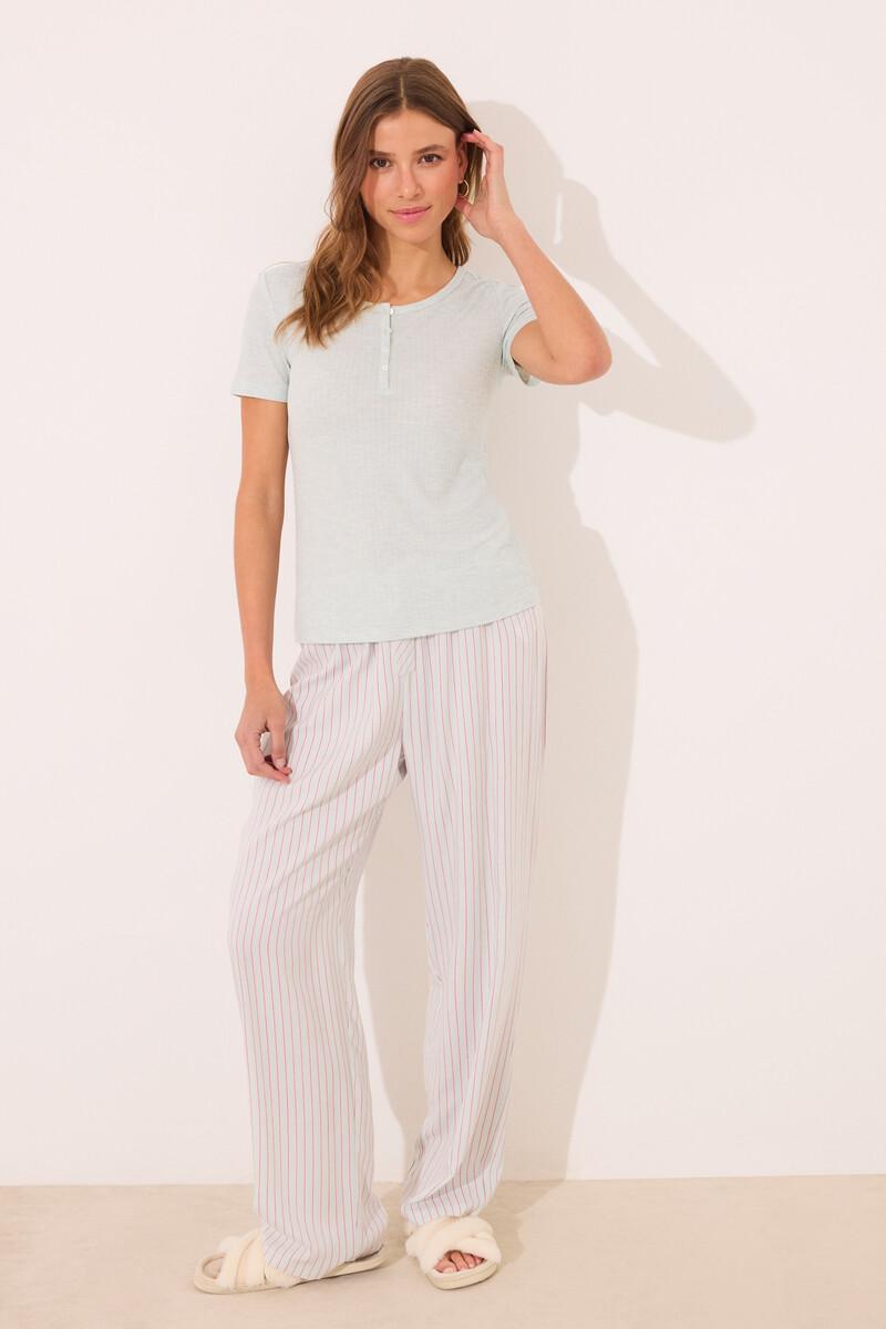 women'secret Pijama viscosa canalé verde rayas Ofertas