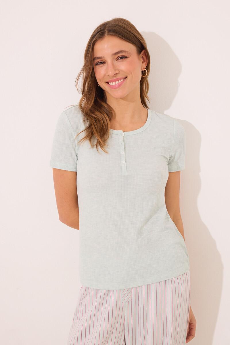 women'secret Pijama viscosa canalé verde rayas Ofertas