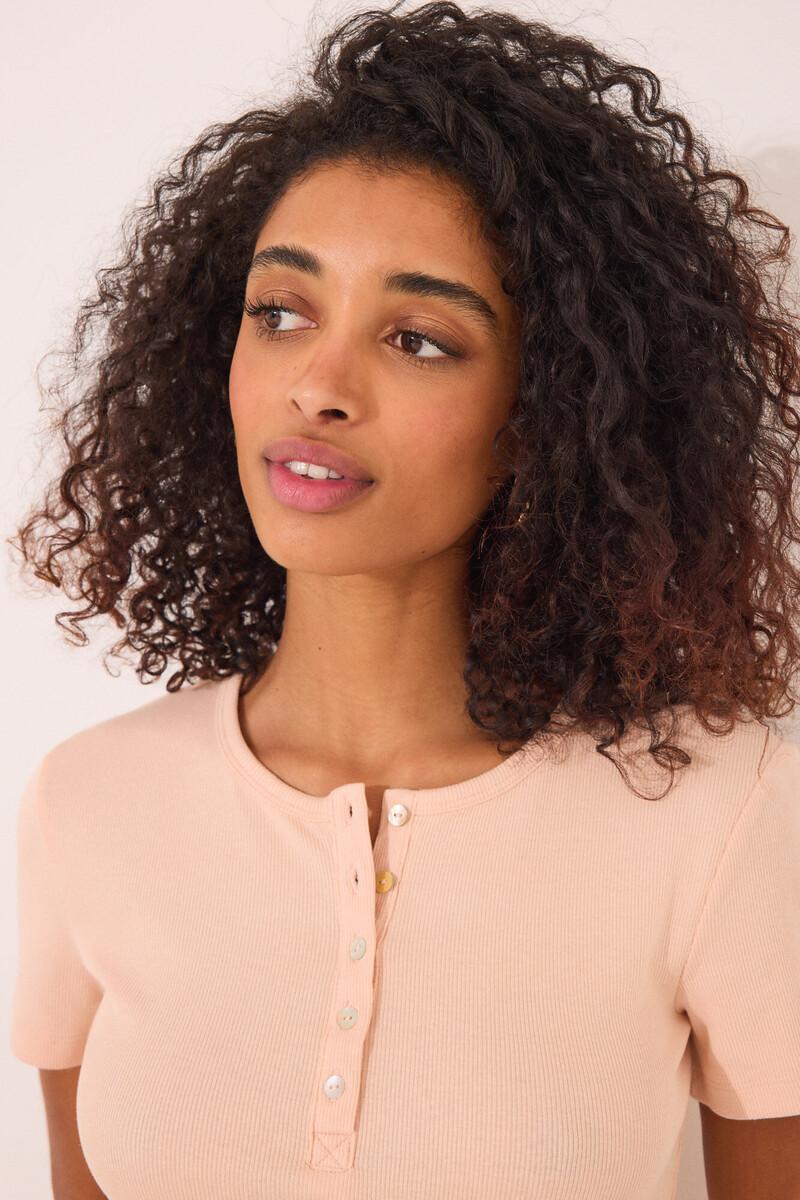 women'secret Camiseta manga corta canalé naranja Ventas relámpago