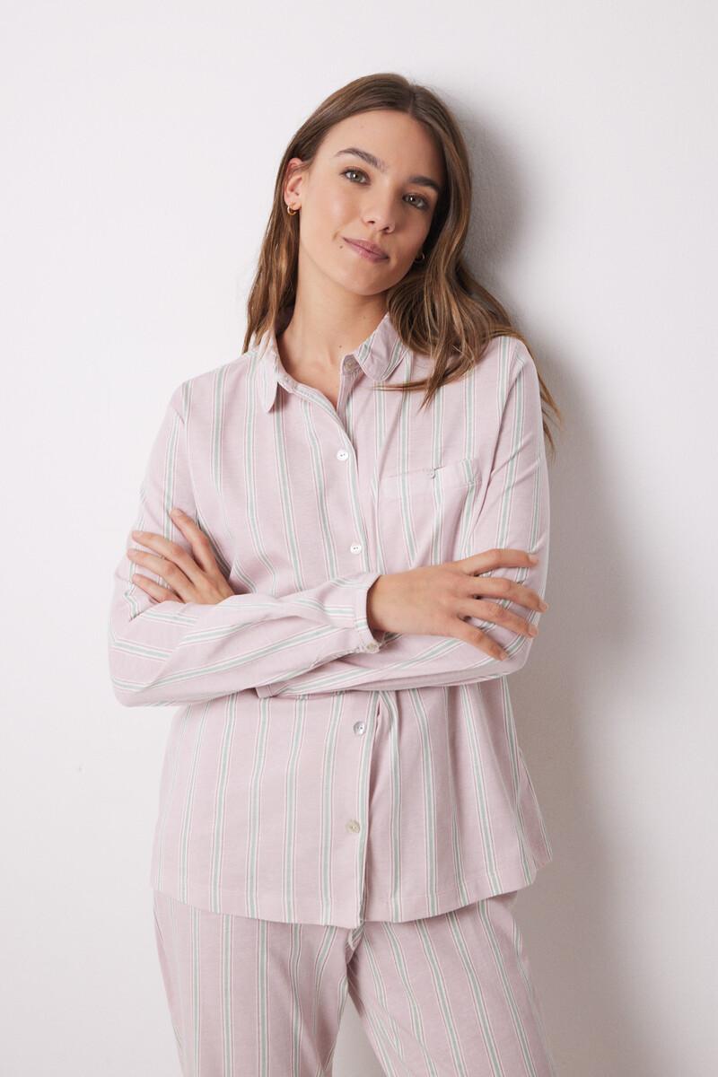 women'secret Pijama camisero largo 100% algodón rayas Descuento