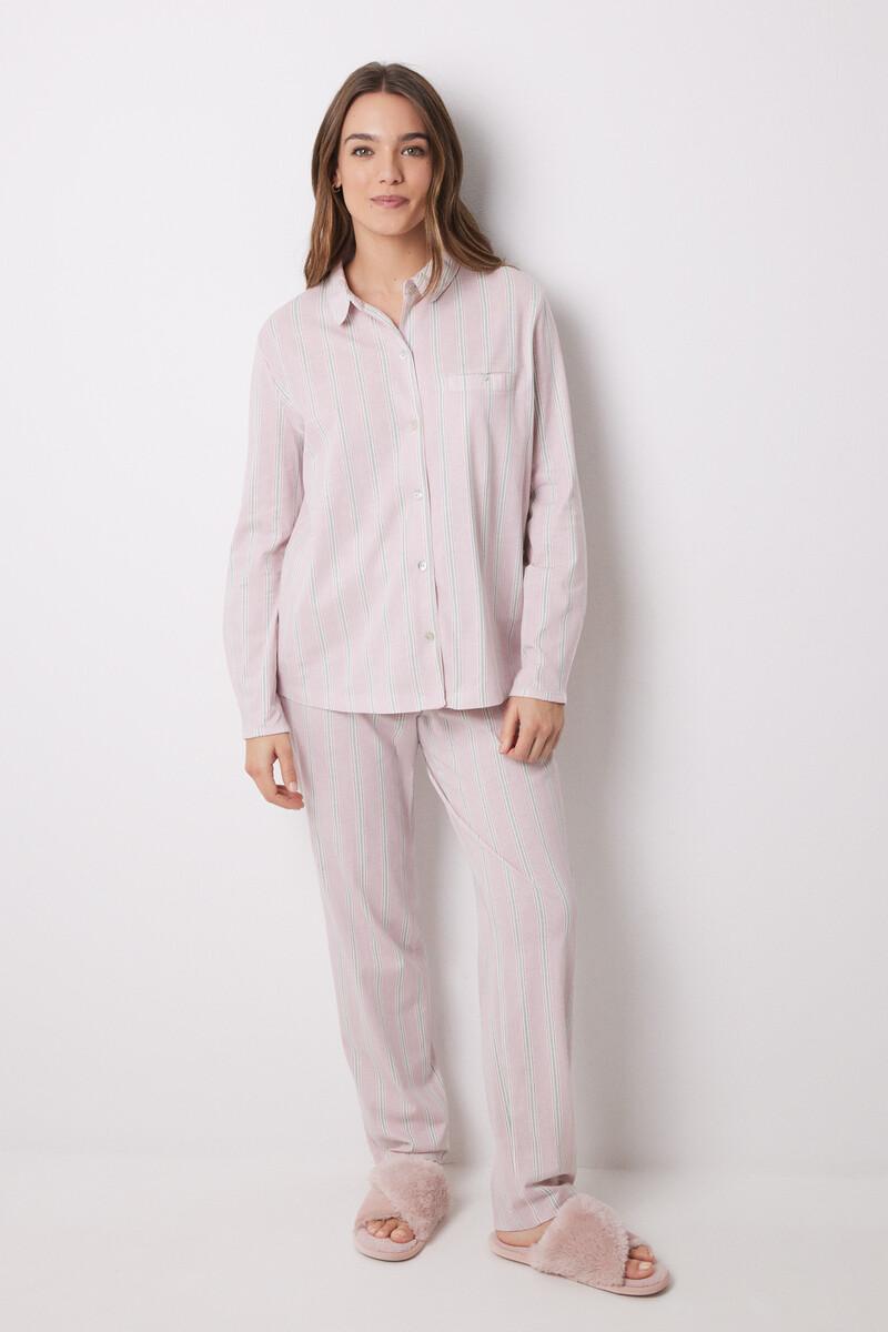 women'secret Pijama camisero largo 100% algodón rayas Descuento