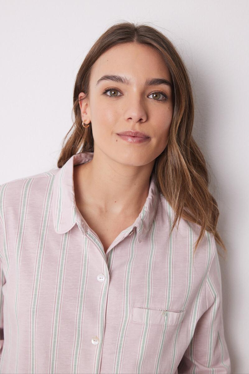 women'secret Pijama camisero largo 100% algodón rayas Descuento