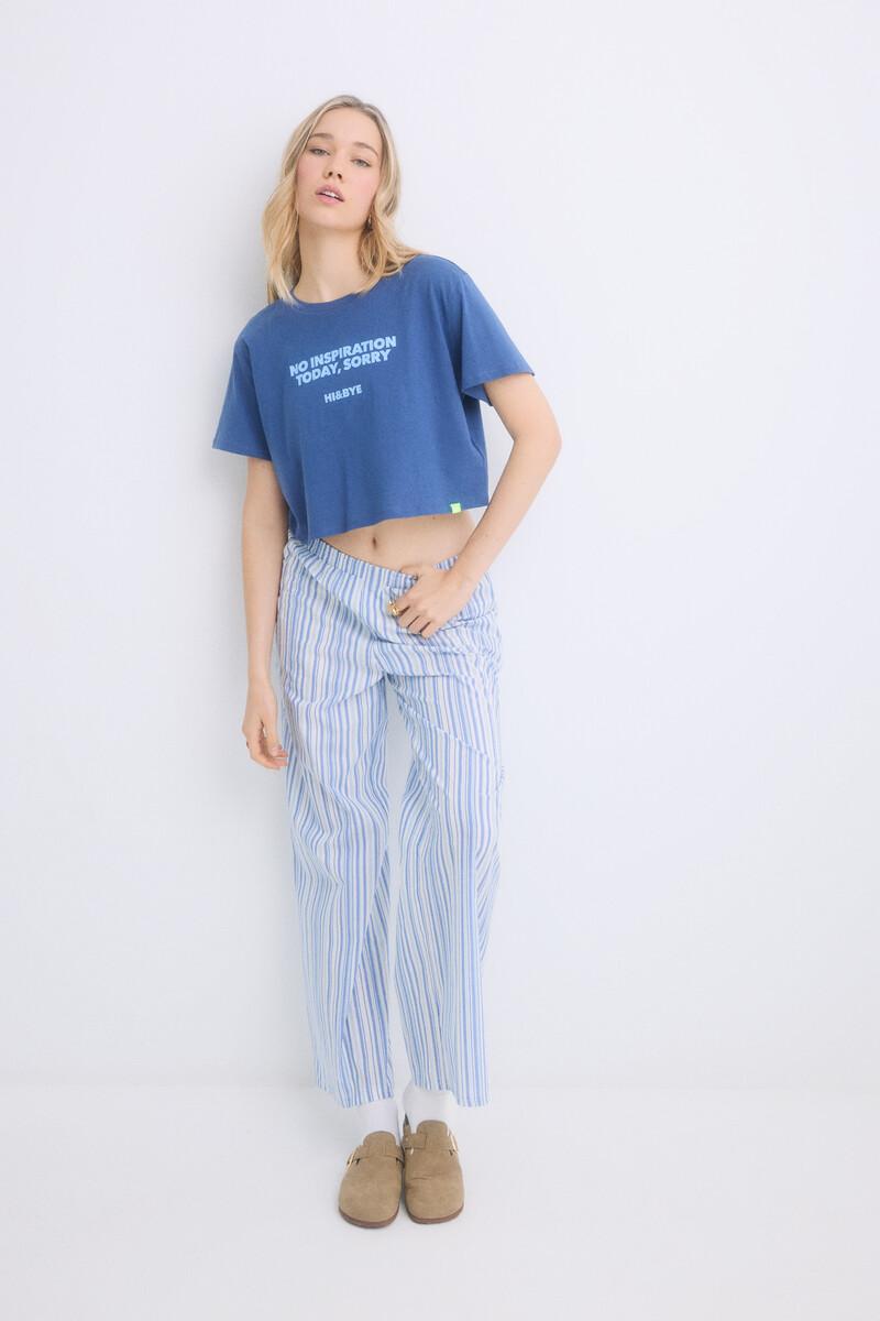 women'secret Pijama 100% algodón rayas azul Liquidación