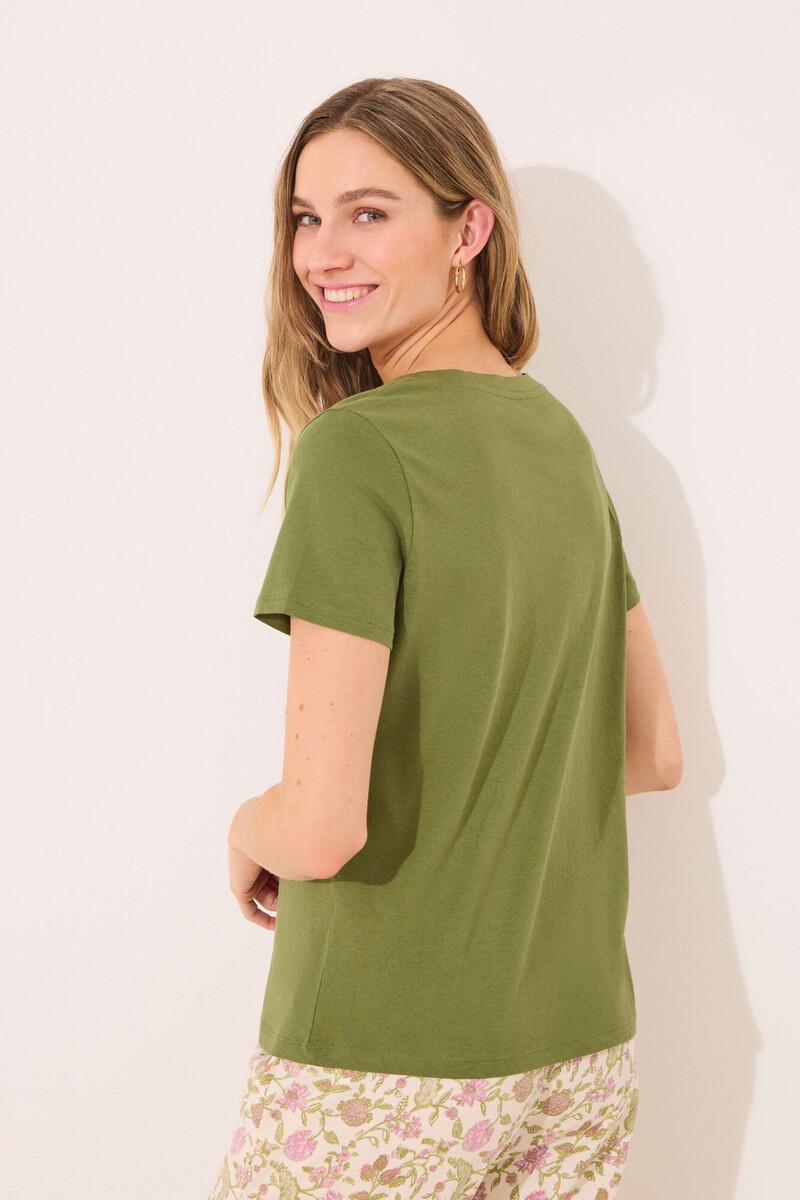 women'secret Camiseta lisa manga corta 100% algodón verde Envío gratis