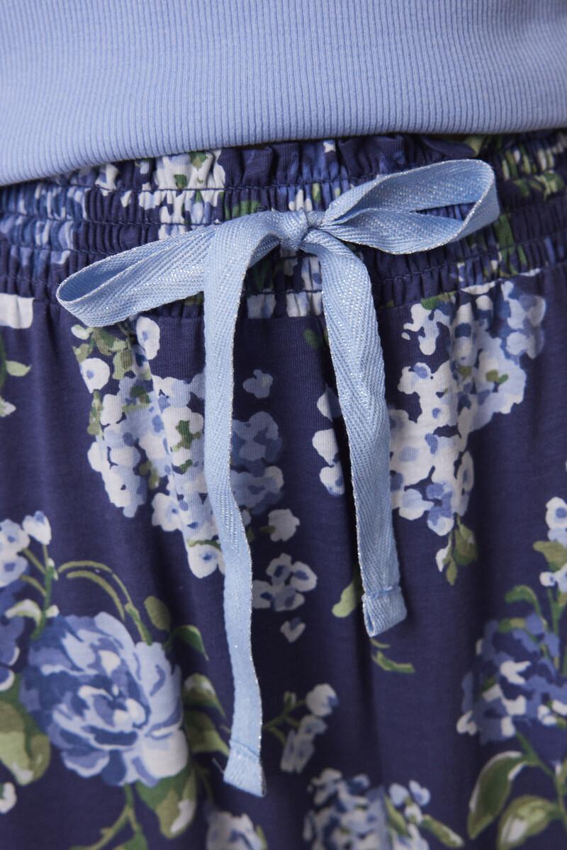 women'secret Pijama 100% algodón canalé azul flores Últimos 3 días