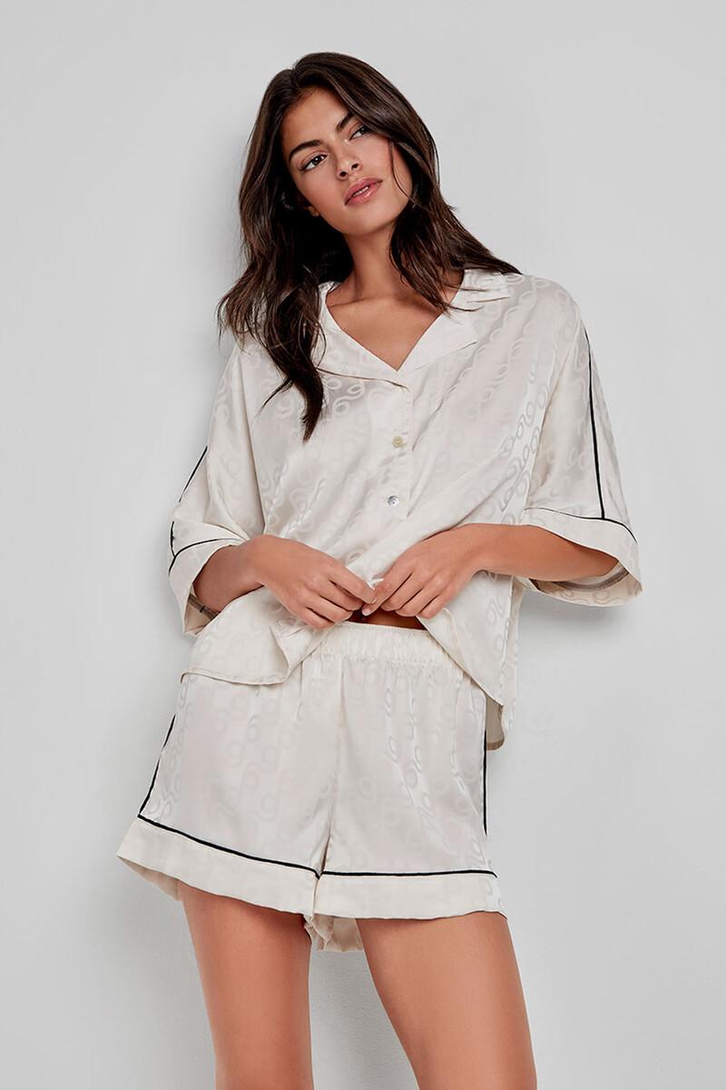 women'secret Pijama corto camisero beige Liquidación