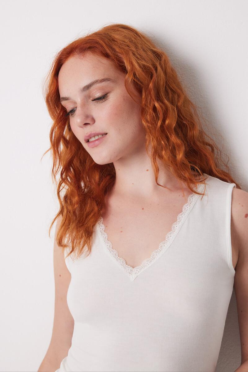 women'secret Camiseta punto súper suave blanco Precios de Black Friday