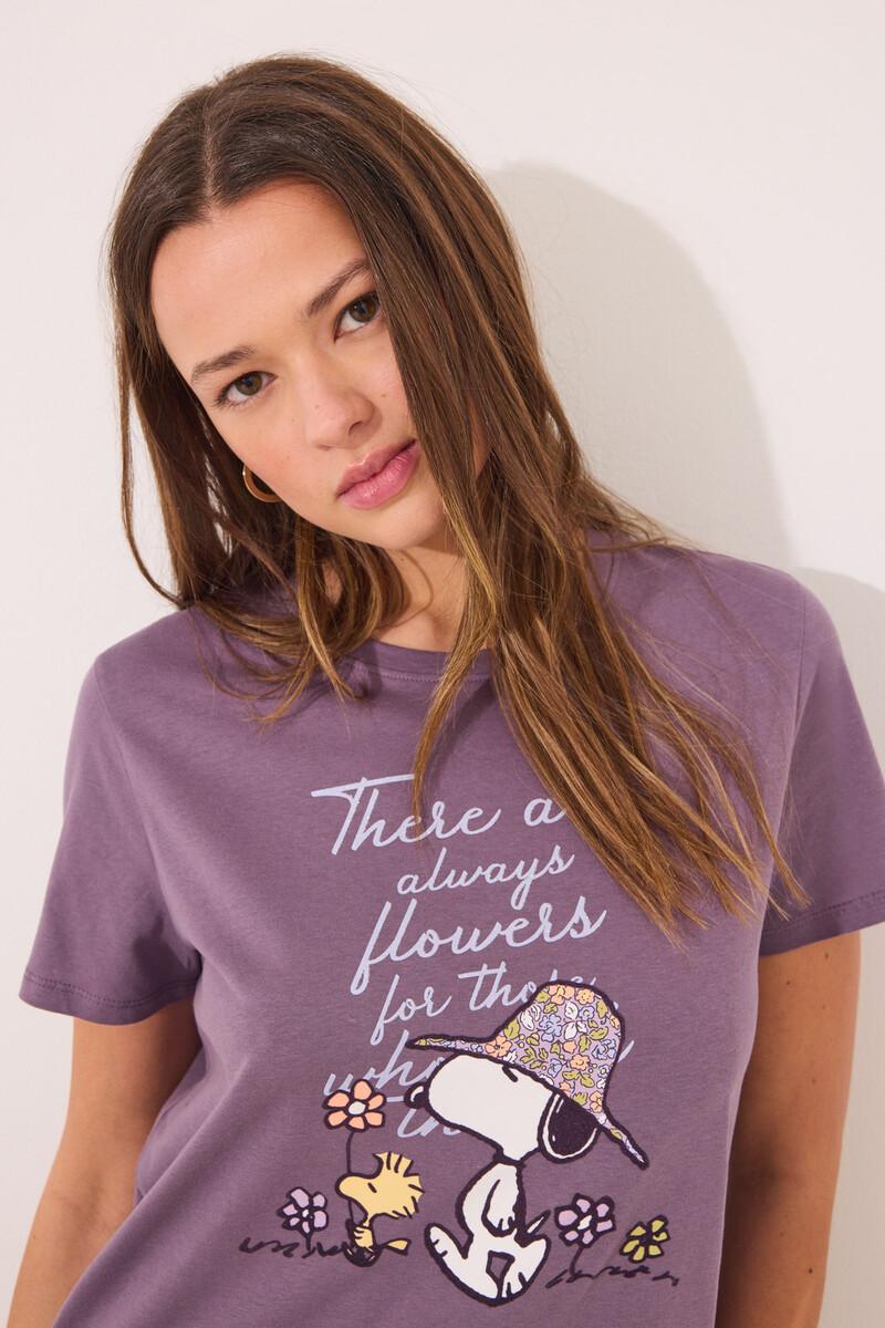 women'secret Camisón midi 100% algodón morado Snoopy Descuento por venta flash