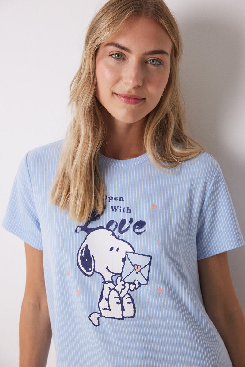 women'secret Camisón midi canalé rayas Snoopy Rebajas de fin de temporada