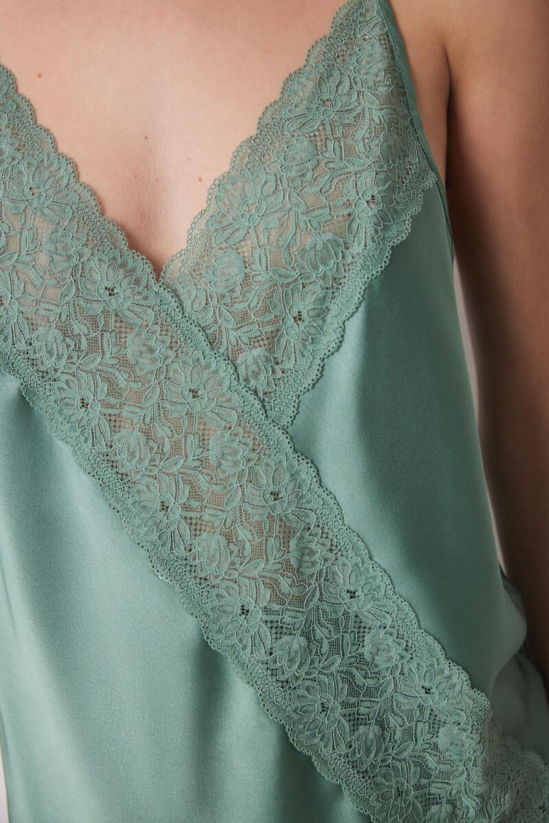 women'secret Pijama corto satén y encaje verde Descuento