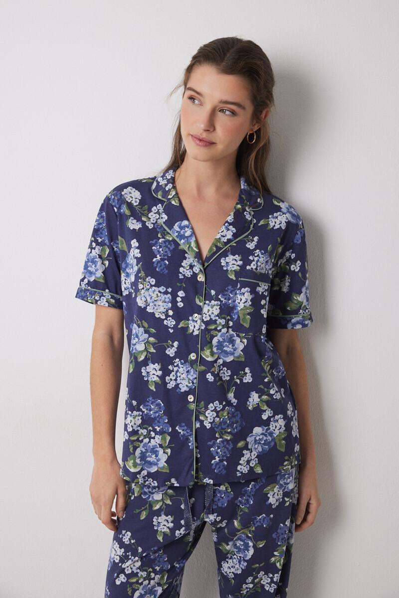 women'secret Pijama camisero 100% algodón azul flores Envío gratis
