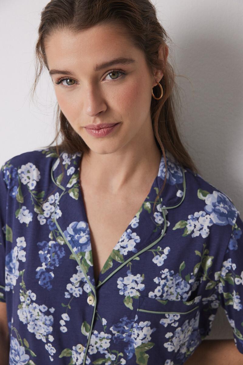 women'secret Pijama camisero 100% algodón azul flores Envío gratis