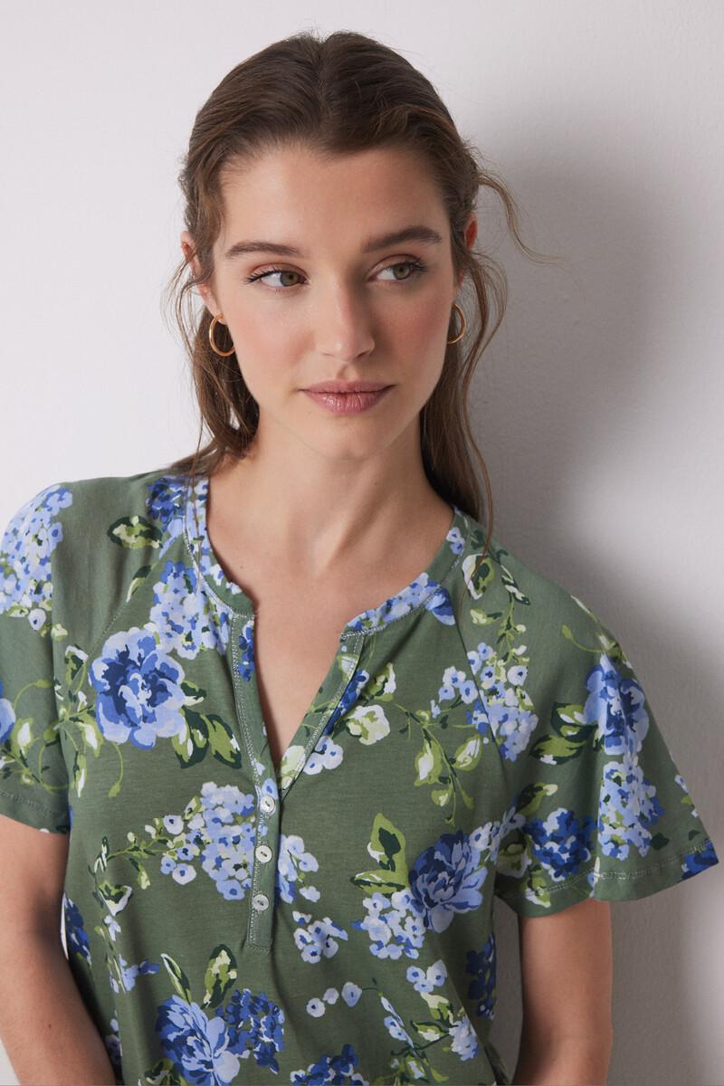 women'secret Camisón midi 100% algodón verde flores Envío gratis