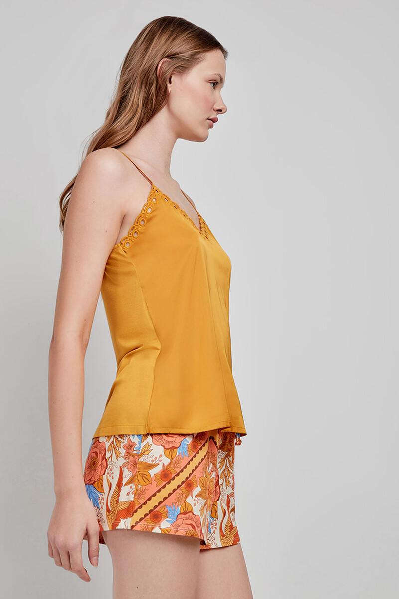 women'secret Camiseta pijama tirantes satinada amarillo Promoción por tiempo limitado