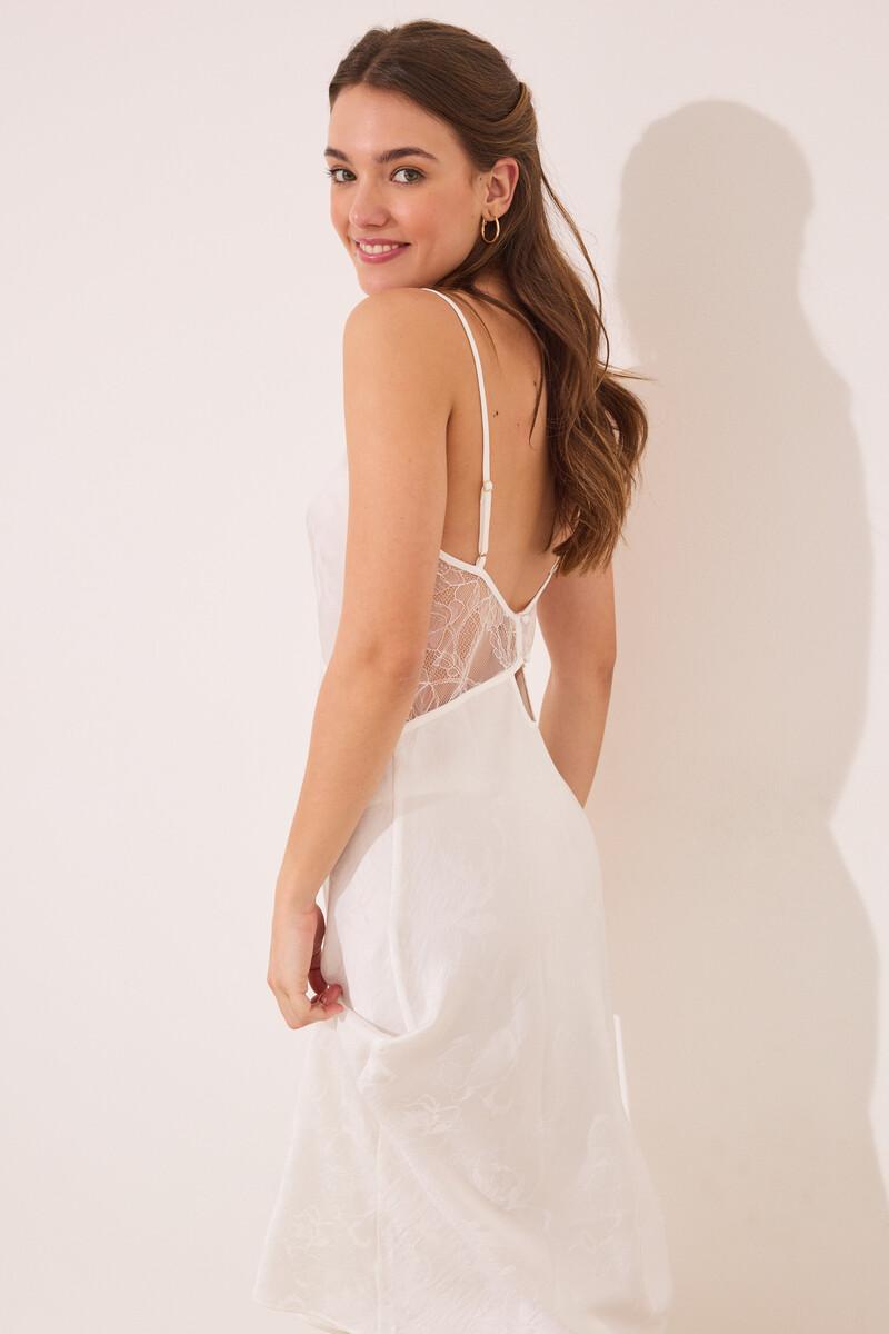 women'secret Camisón midi satén blanco Grandes descuentos