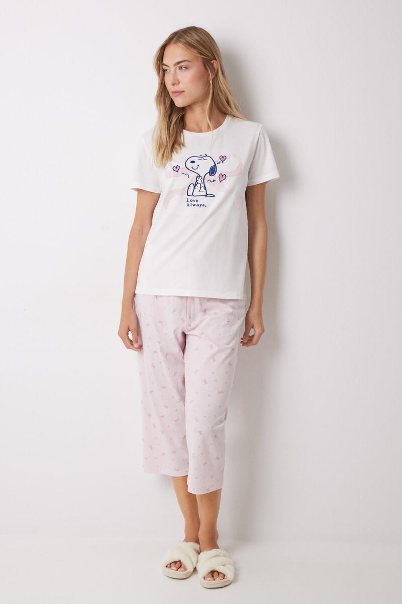 women'secret Pijama Capri 100% algodón blanco y rosa Libre de impuestos