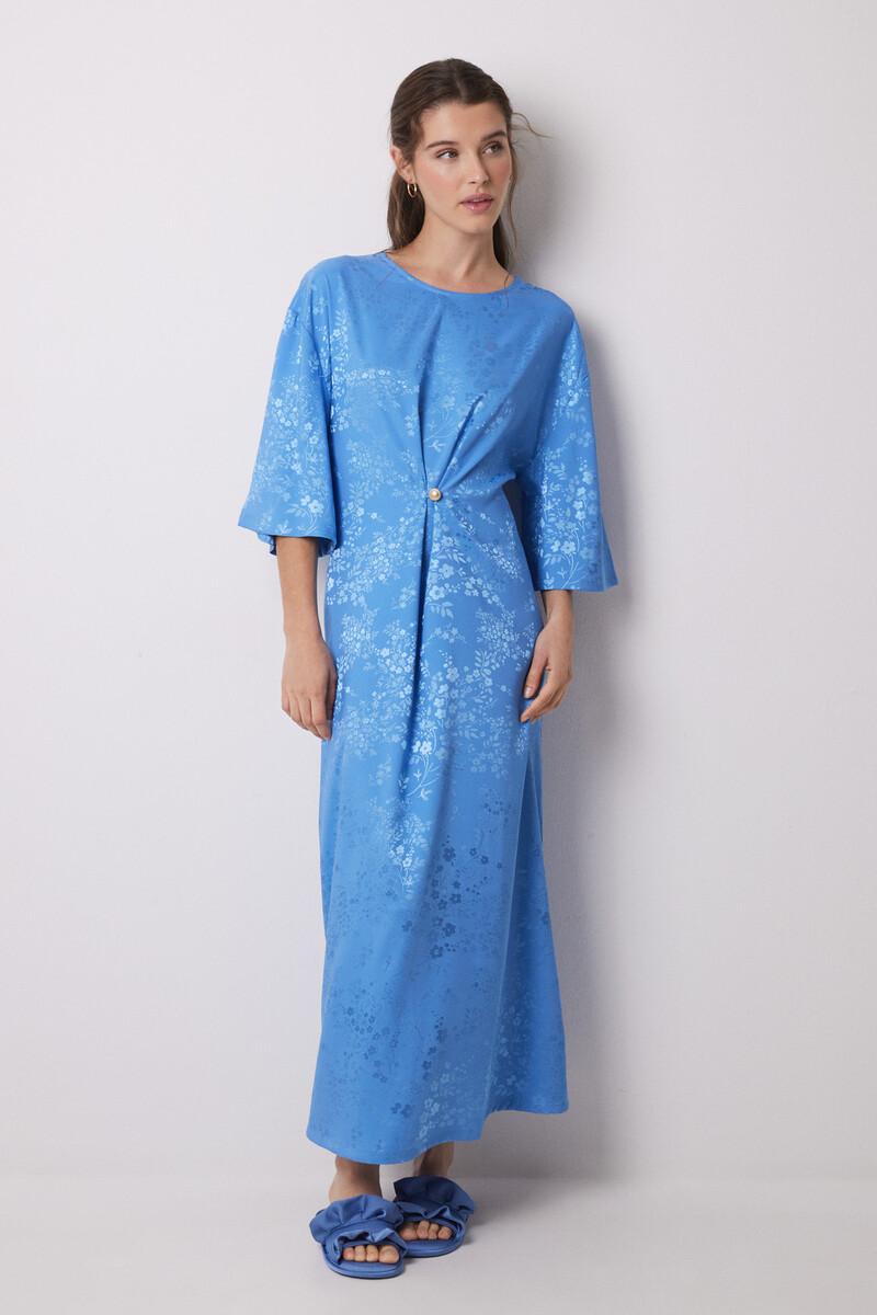 women'secret Vestido caftán satén jacquard azul