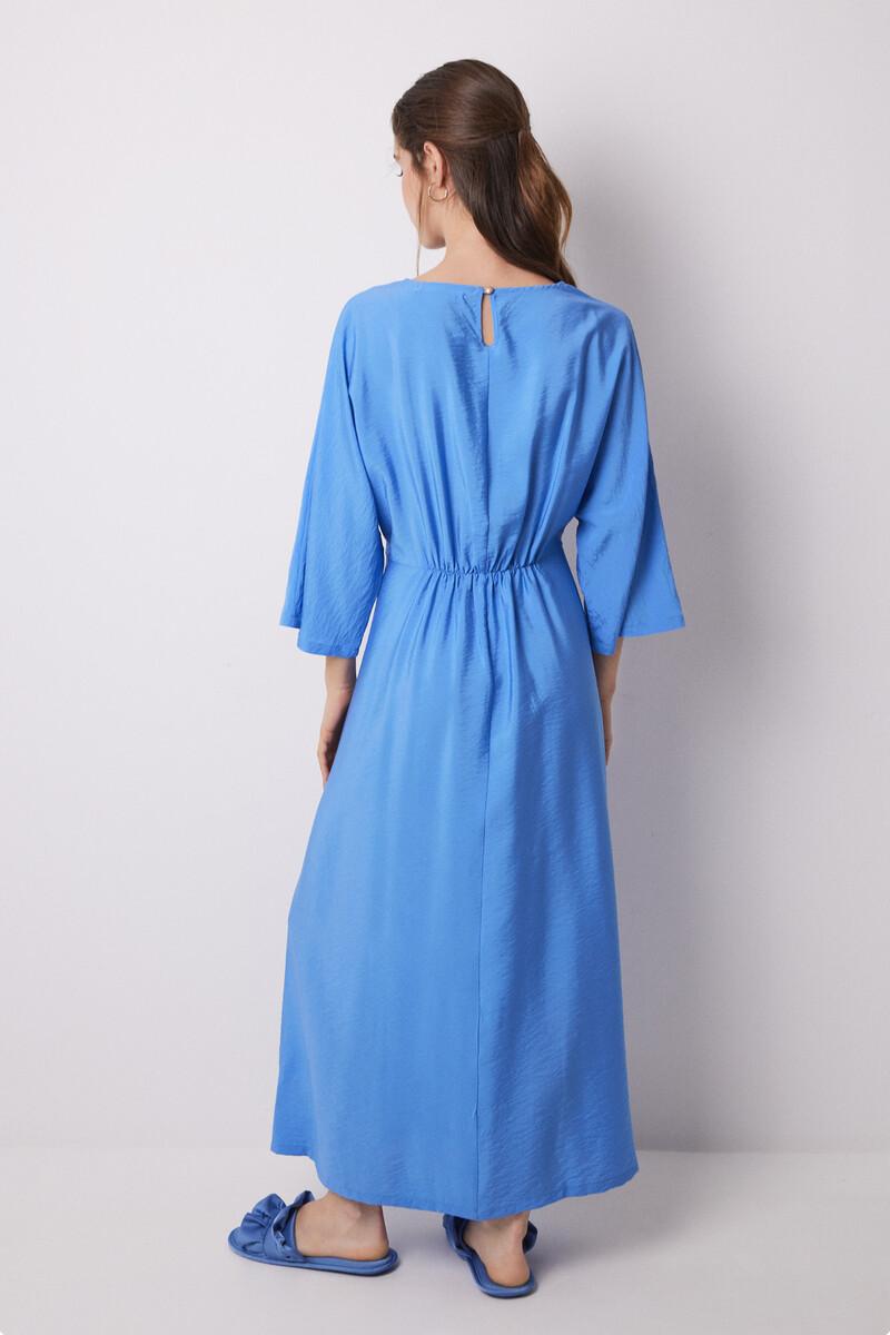 women'secret Vestido caftán satén plisado azul Tienda