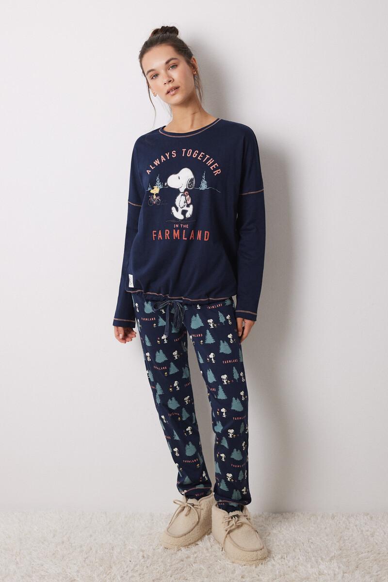 women'secret Pijama largo 100% algodón azul Snoopy Gran oferta