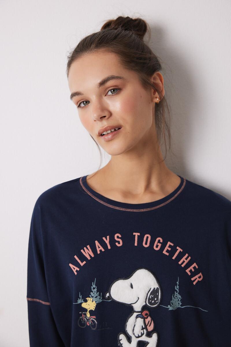 women'secret Pijama largo 100% algodón azul Snoopy Gran oferta