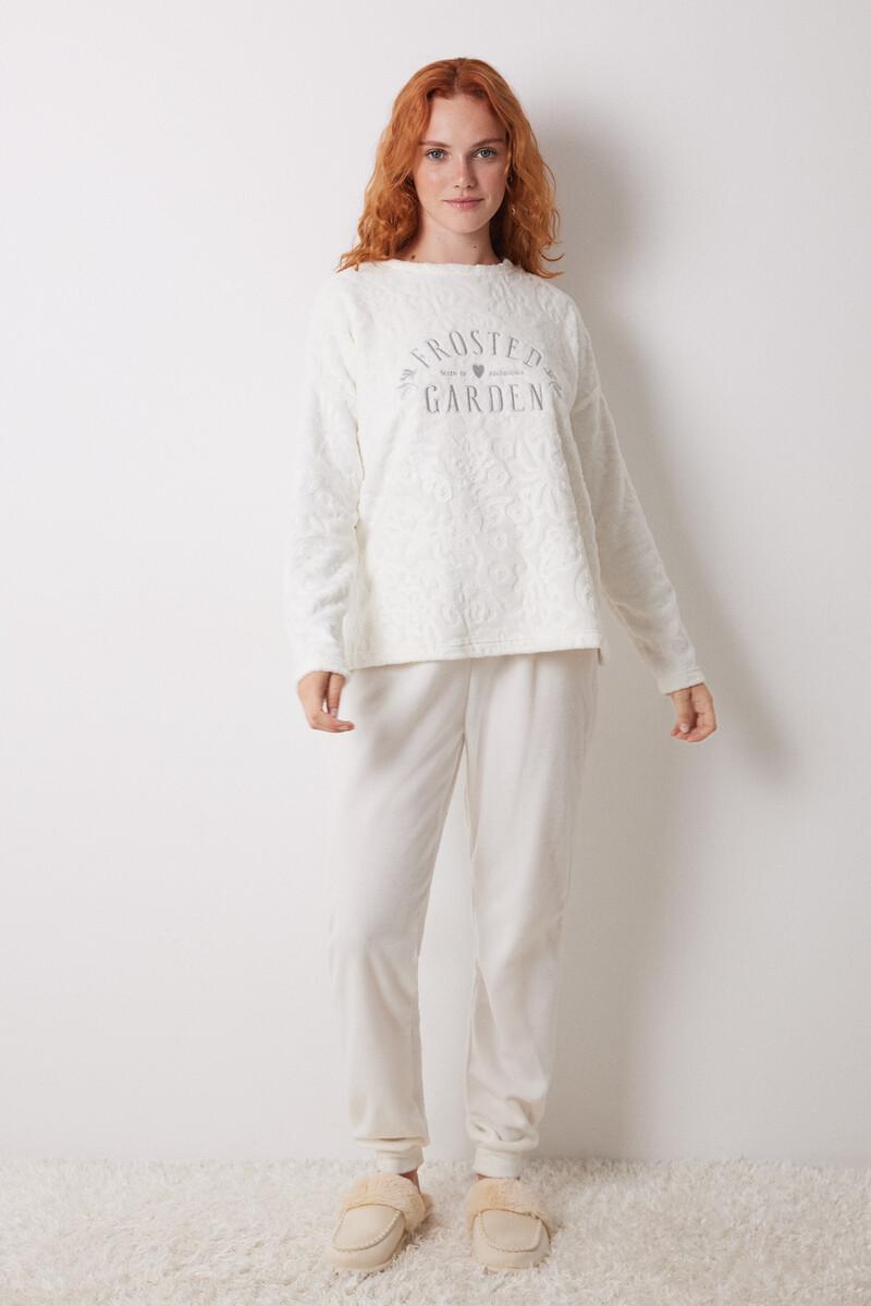 women'secret Pijama largo polar marfil Rebajas de fábrica