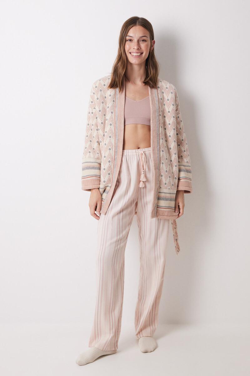 women'secret Pantalón largo franela rayas rosas Los más vendidos