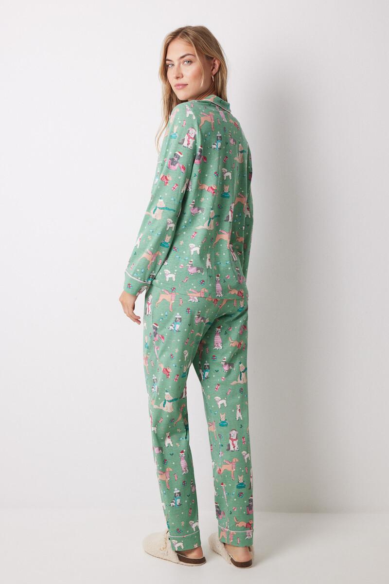 women'secret Pijama camisero 100% algodón perros navideños Descuento