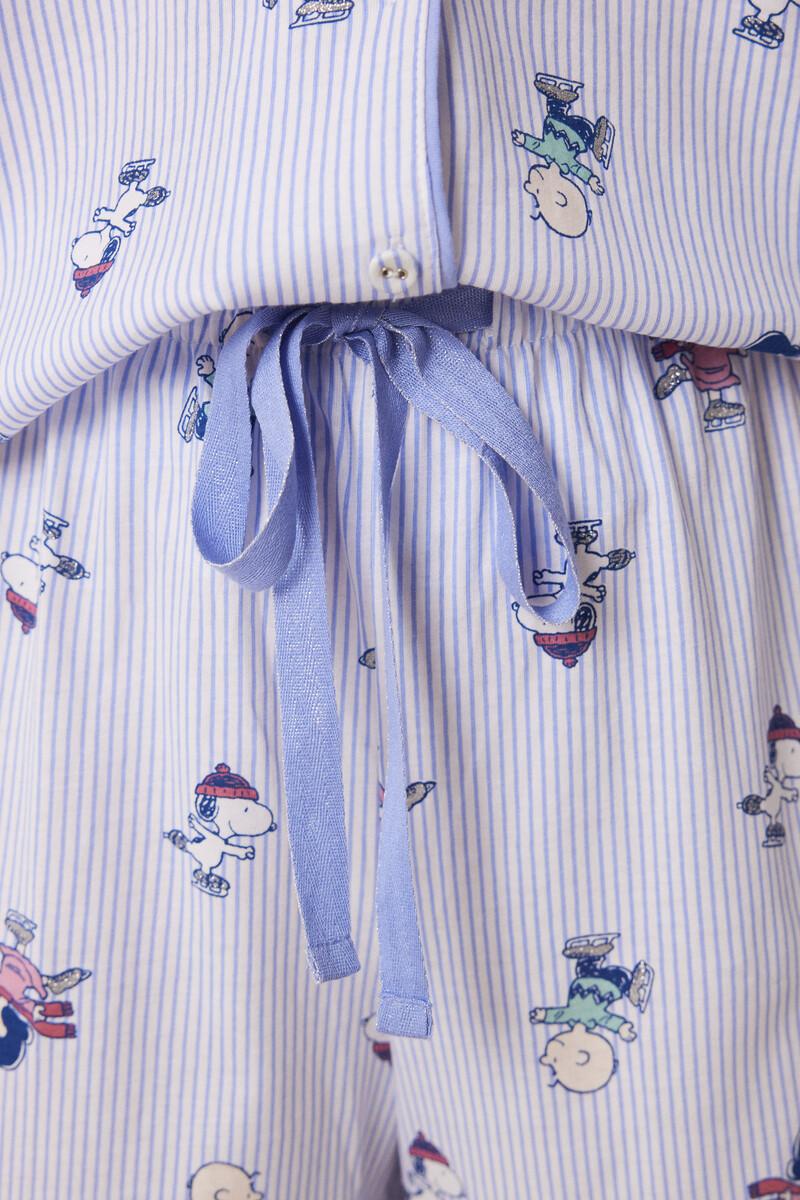women'secret Pijama camisero largo 100% algodón rayas Snoopy Tienda