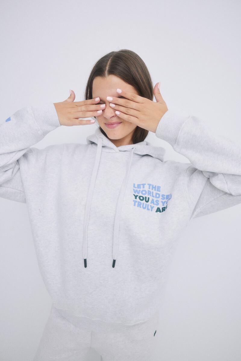 women'secret Sudadera capucha felpa gris logo Tienda