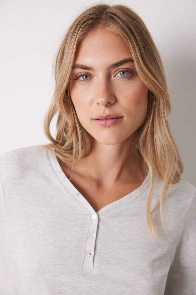 women'secret Camiseta algodón manga larga gris Liquidación