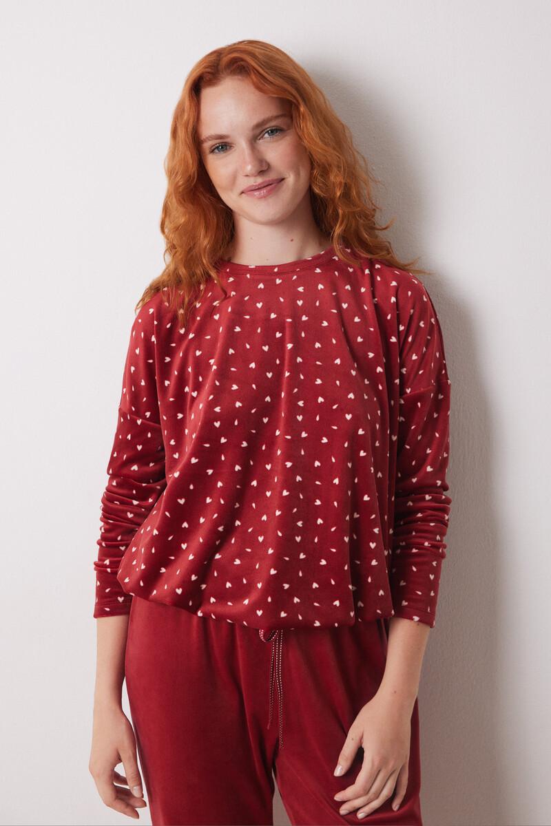 women'secret Pijama largo terciopelo suave rojo Grandes ahorros