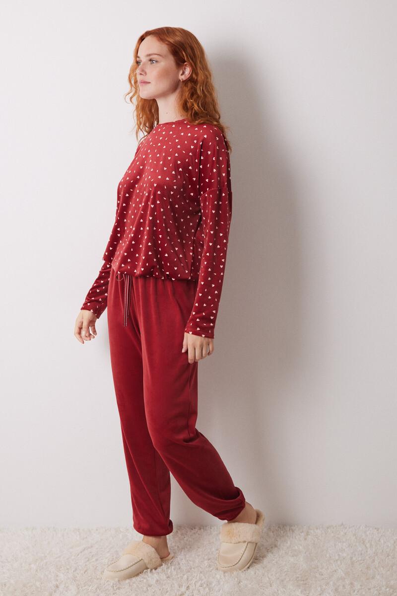 women'secret Pijama largo terciopelo suave rojo Grandes ahorros