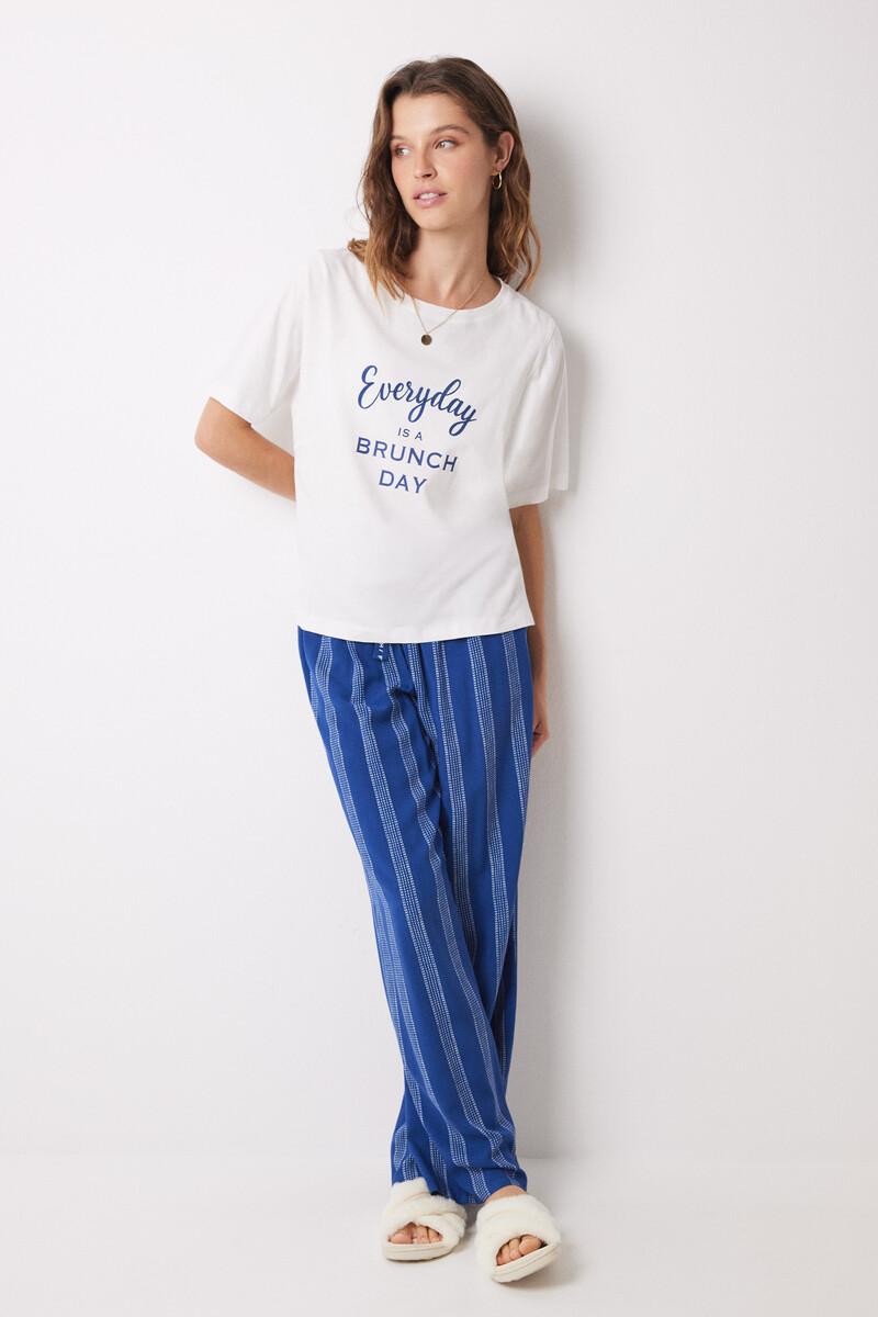 women'secret Camiseta manga corta 100% algodón marfil Venta caliente