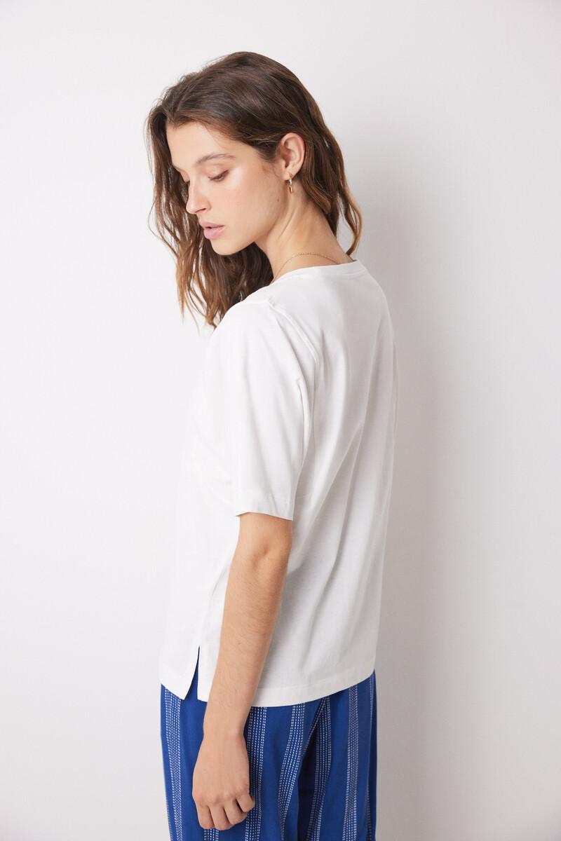 women'secret Camiseta manga corta 100% algodón marfil Venta caliente