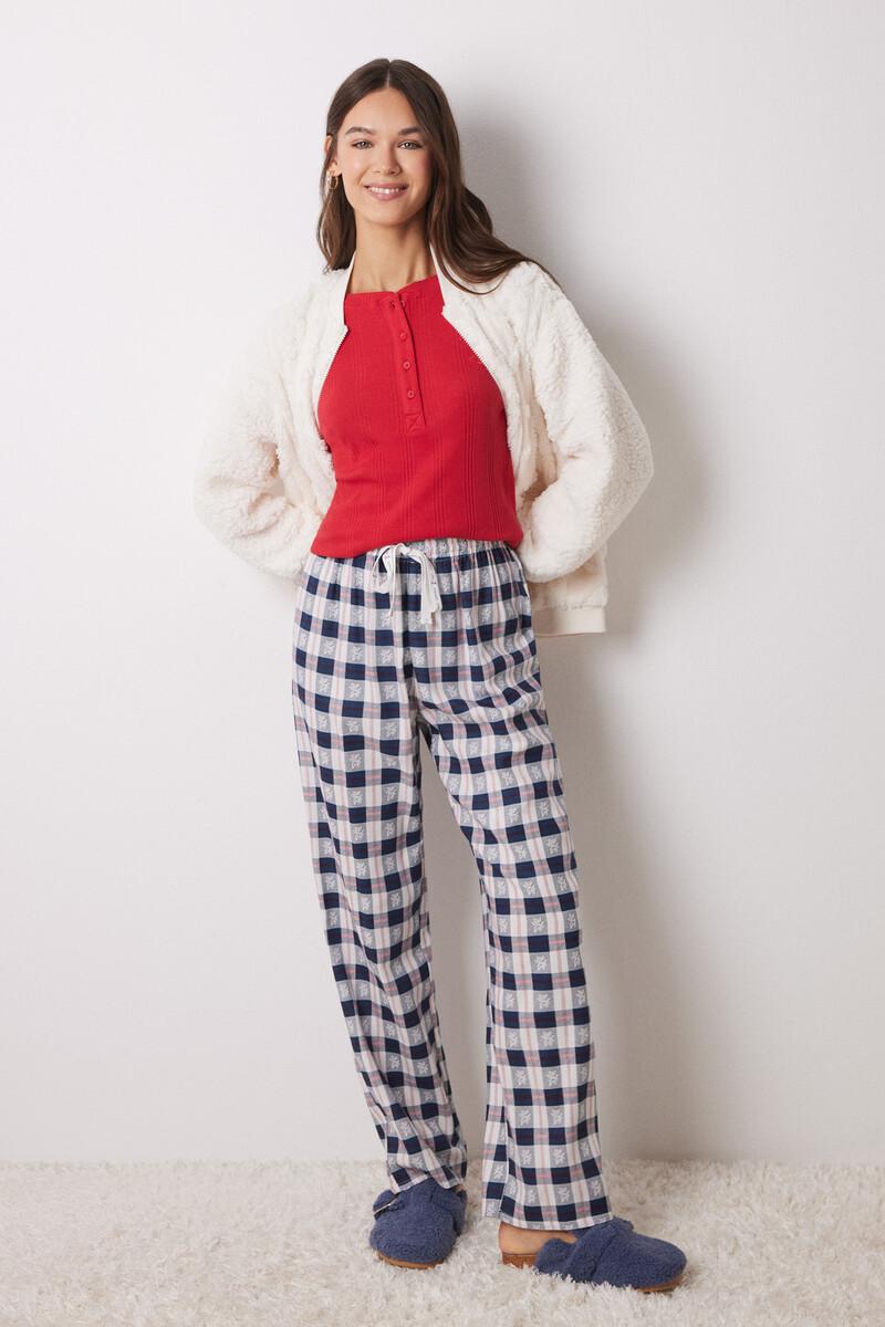 women'secret Pantalón pijama cuadros azul En oferta