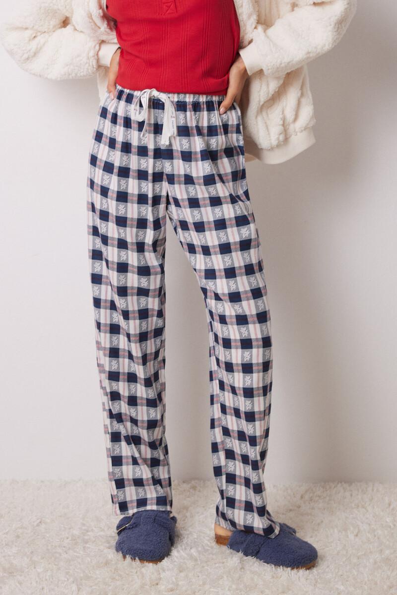 women'secret Pantalón pijama cuadros azul En oferta