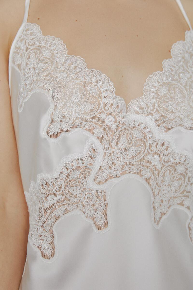 women'secret Camisón Ivette Bridal de raso con bordados en blanco Últimos 3 días