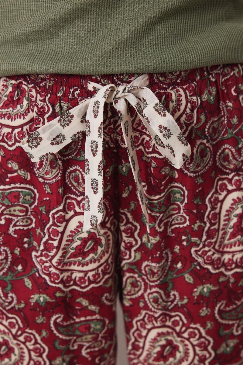 women'secret Pantalón pijama paisley algodón rojo Promoción por tiempo limitado