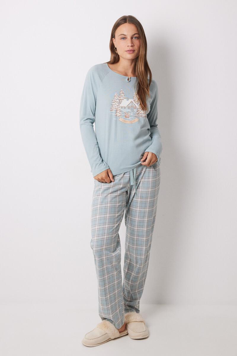 women'secret Pijama largo 100% algodón cuadros navideños Oferta especial de fábrica