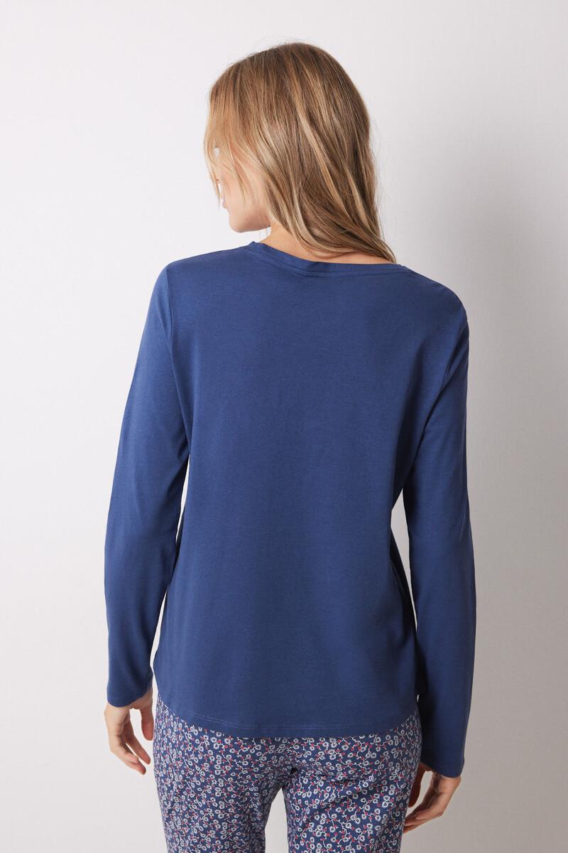 women'secret Camiseta algodón manga larga azul Superdescuento